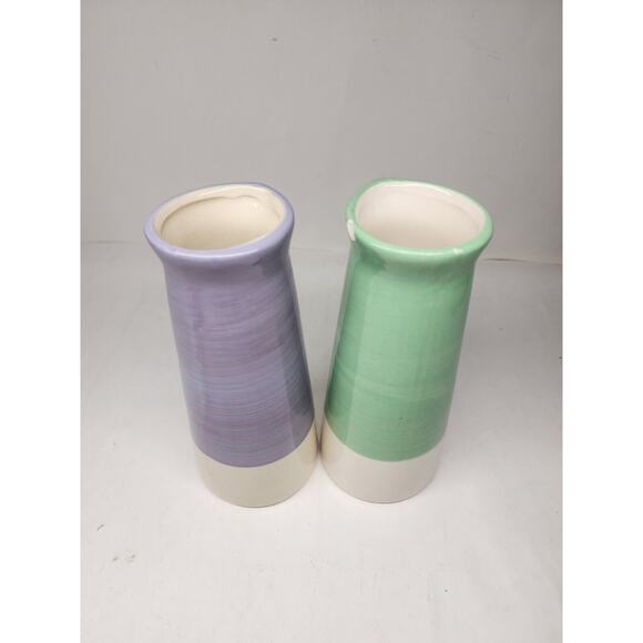 2 Pcs Ceramic Vase Green Purp Flower Vase for Modern Home Decor Living Room Read - Picture 3 of 4